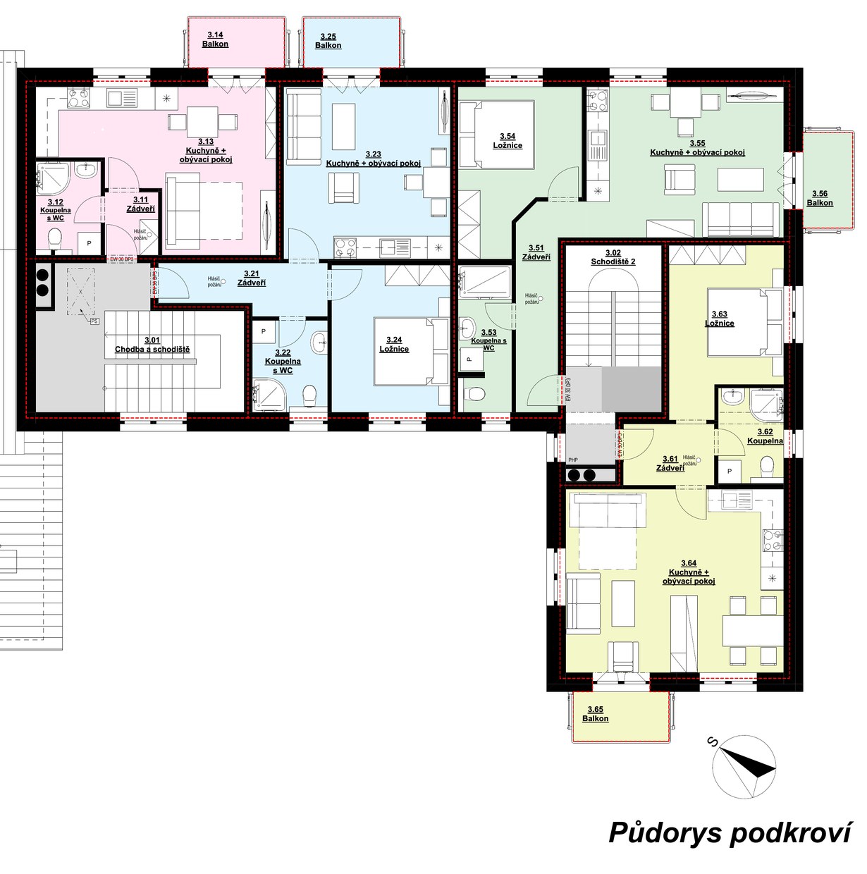 Půdorys Podkroví – Rezidence Krhůvka